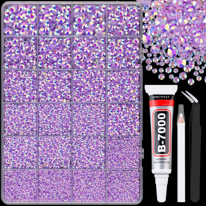 30000Pcs Resin Jelly Rhinestones for Bedazzling, Multicolor 3Mm Flatback Gems for Diamond Art, Bedazzler Kit with 3Pcs 10Ml B7000 Jewelry Glue for Nail Art Crafting Book Makeup