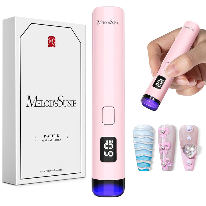 Handheld UV Light for Gel Nails, ART01R Cordless Gel X Nail Lamp Rechargeable with LCD Display, Eye-Protective Cover Flash Cure Nail Dryer for Rhinestone Glue Decoration DIY at Home White