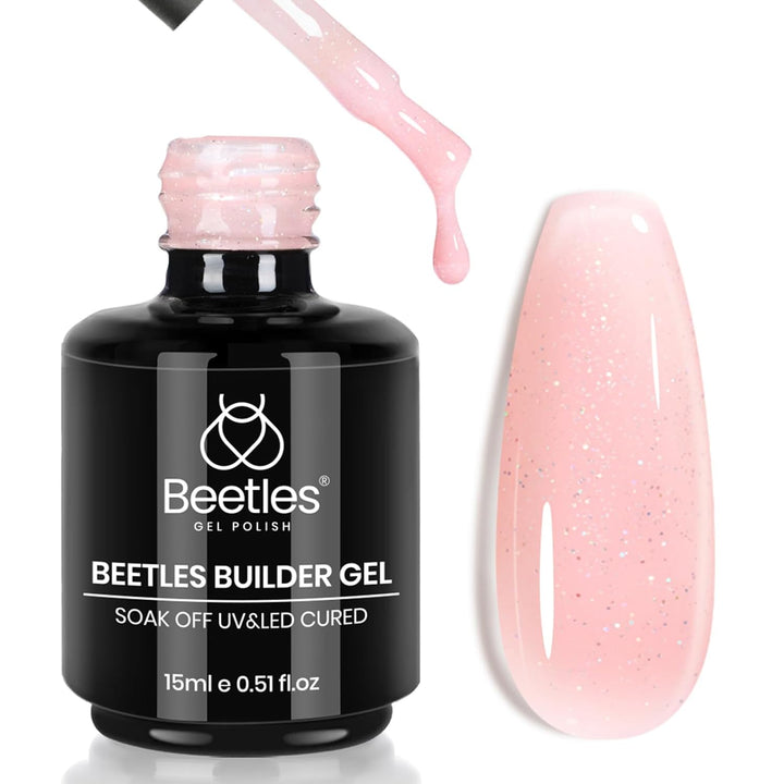 Beetles Builder Gel for Nails-Cover Nude Translucent 7 in 1 Nail Thickening Strengthening Building Apex for Beginner DIY Salon at Home,Natural Nude Builder Nail Gel, UV & LED Lamp Cured Needed