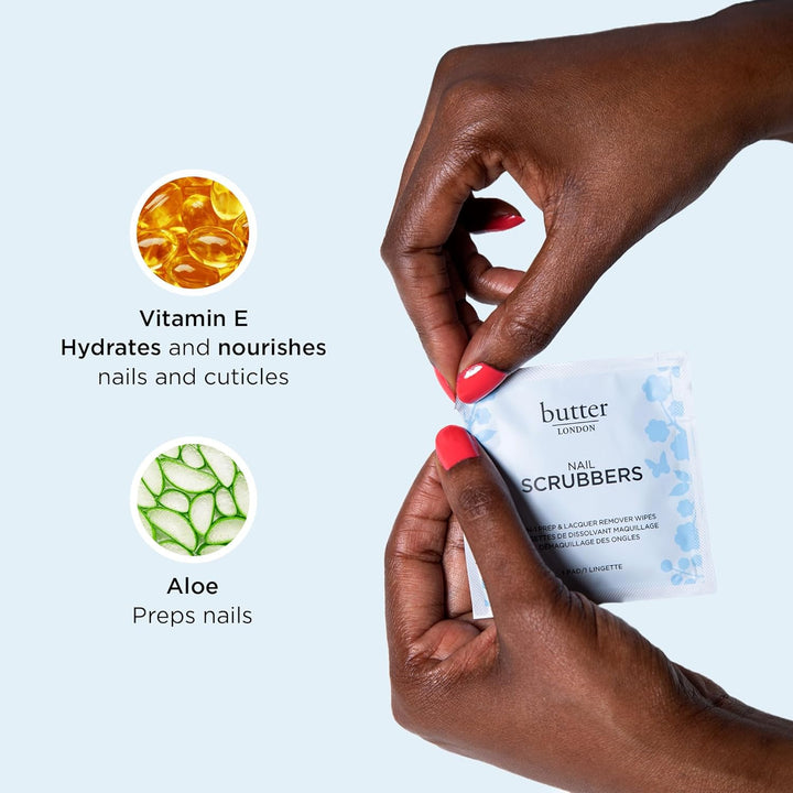 Nail Polish Remover Pads, Nail Scrubbers - 2-In-1 Prep & Lacquer Remover Nail Wipes - Travel-Friendly Gel Fingernail Polish Remover - Cruelty-Free, Paraben-Free & Gluten-Free