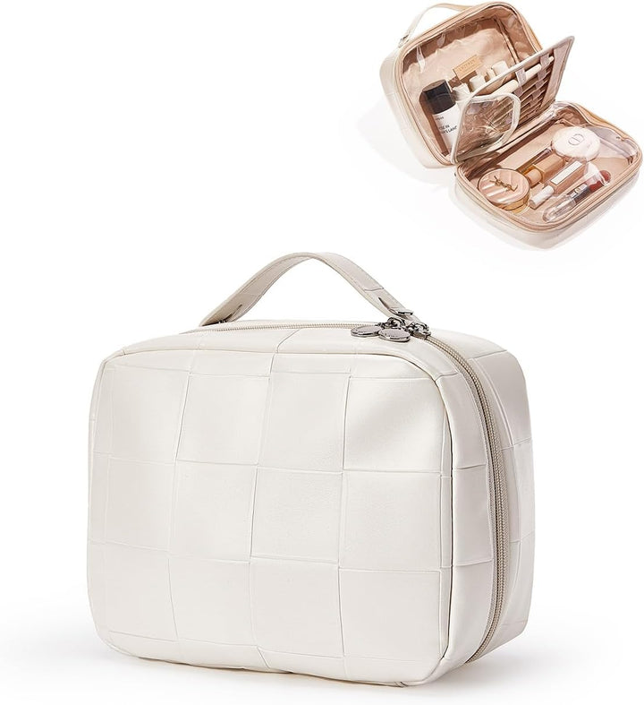 Travel Makeup Bag,Large Capacity Cosmetic Bags for Women,Waterproof Portable Pouch Open Flat Toiletry Bag Pattern Makeup Bag