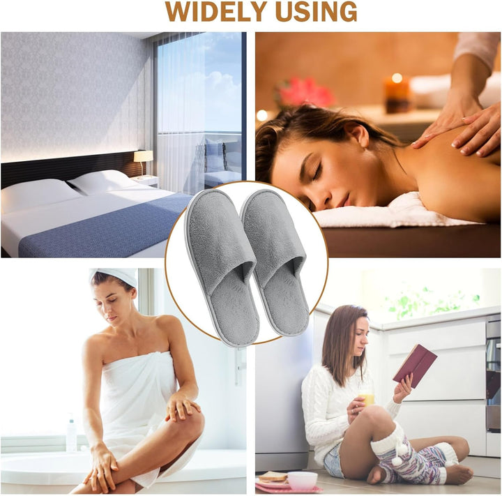 6 Pairs Disposable Slippers for Guests, Washable Spa Slippers House Slippers for Guests, Hotel Slipper Guest Slipper for Shoeless Home, Non Slip Indoor Slipper for Women Men