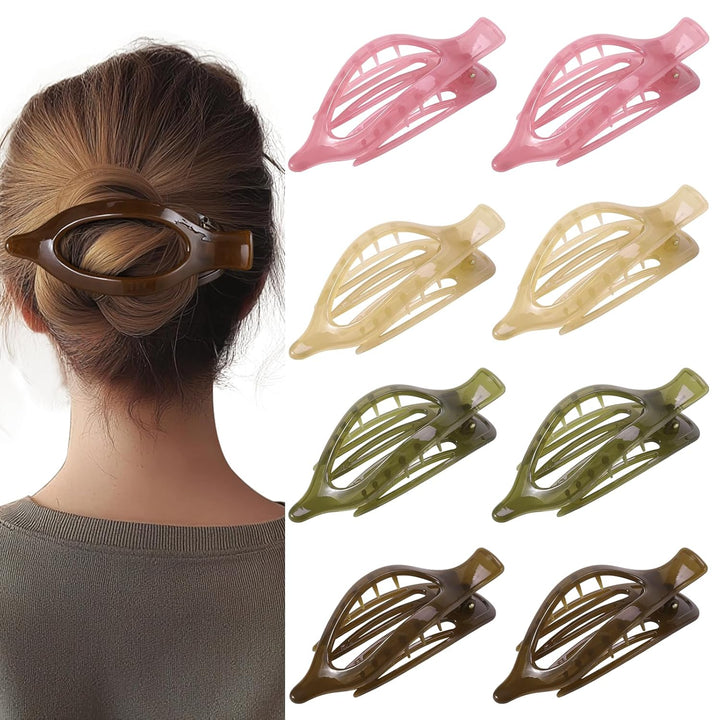 8 Pack Flat Hair Clips for Women,Matte No Crease Flat Claw Clips, Large Strong Hold Barrettes for Thick & Thin Hair, French Duckbill Styling Accessories