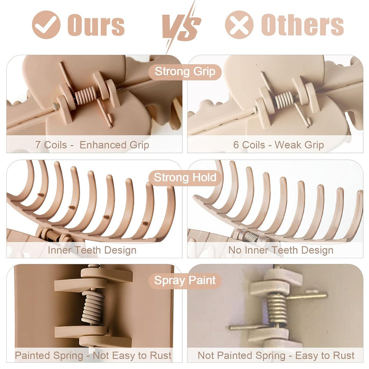 8 Pack Big Hair Claw Clips for Women Large Claw Clip for Thin Thick Curly Hair 90'S Strong Hold 4.33 Inch Nonslip Matte Jumbo Hair Clips (8 Pcs)