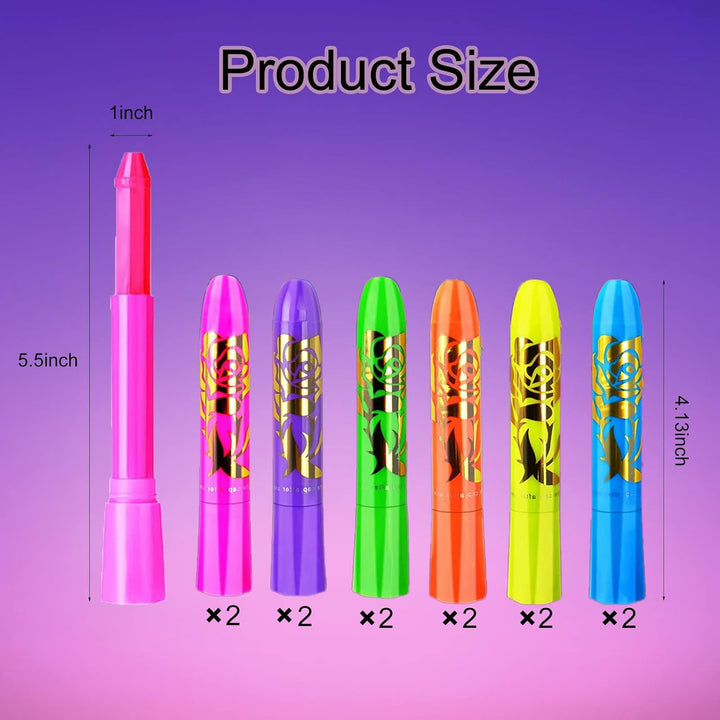 12 PCS Glow Face Body Paint, Glow in the Dark under UV Black Light Sticks Makeup Neon Face Painting Kits for Adult Halloween Festival Accessory Glow Party Supplies