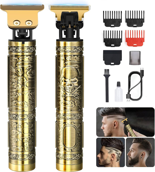 Professional Hair Trimmer for Men, Cordless Rechargeable Beard Trimmer Hair Clippers for Men, Metal Body Cutting Grooming Kit, Beard Shaver Barbershop, Bronze