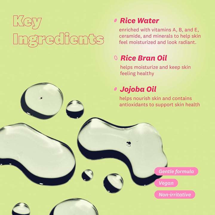 Rice Water Bright Light Facial Cleansing Oil, Daily Makeup Remover, Oil Cleanser, Vegan, Korean Skin Care with Jojoba Oil, Face Pore Cleanser, 150Ml