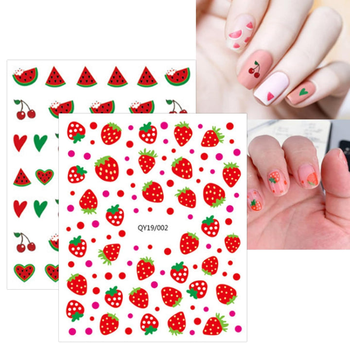 14 Sheets Cute Nail Stickers for Kids Nail Art Stickers Decals Self-Adhesive Pegatinas Uñas Rainbow Flower Fruit Nail Supplies Nail Art Design Decoration Accessories
