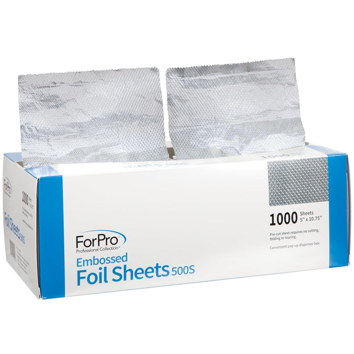 Embossed Foil Sheets 500S, Aluminum Foil, Pop-Up Dispenser, for Hair Color Application and Highlighting Services, Food Safe, 5" W X 10.75" L, 100-Count