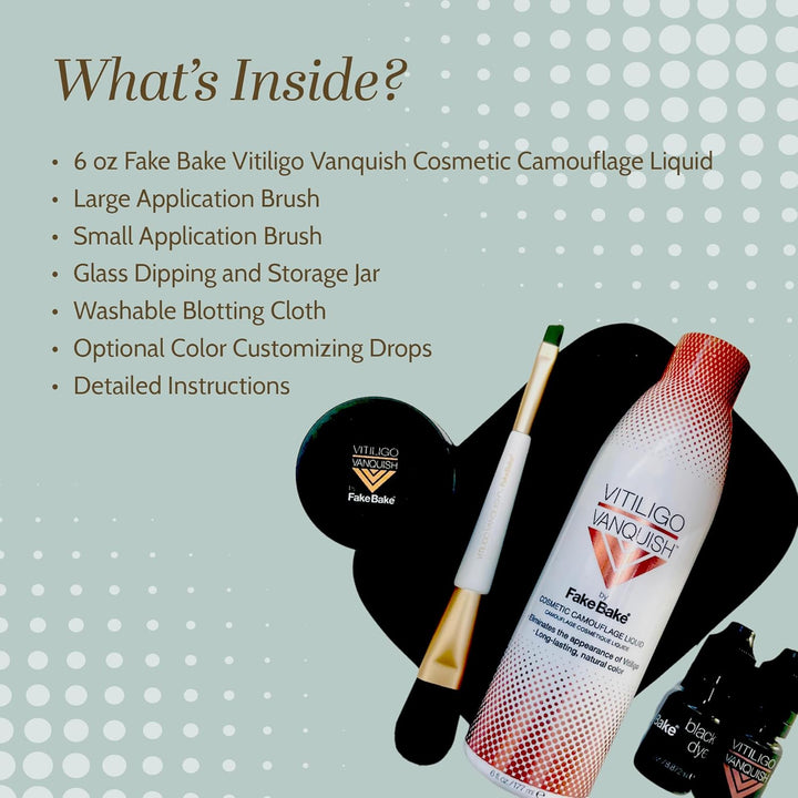 Vitiligo Vanquish Cosmetic Camouflage Kit by  Liquid Concealer, Long Lasting Natural Color Customization Eliminates Appearance of Skin Depigmentation for Women & Men - Cover Lasts for Days