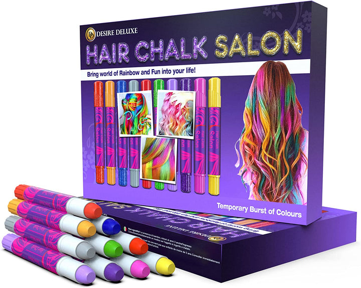 - Girls Gifts Hair Chalk 10 Temporary Non-Toxic Easy Washable Hair Dye Colourful Pens