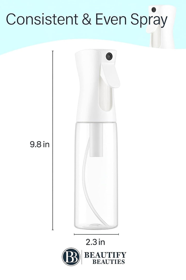 Spray Bottle for Hair – Continuous Mister Spray Bottle for Hairstyling, Cleaning, Plants, Pets, Barbers, Salons, Essential Oil Scents (10.1 Ounce)