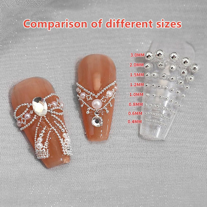 3D Mixed Sizes Nail Art Studs Gold Silver Mini Metal Caviar Nails Beads Ball Nail Rivets Jewelry for Women Girls Manicure Nails Supplies DIY Crafts Decorations