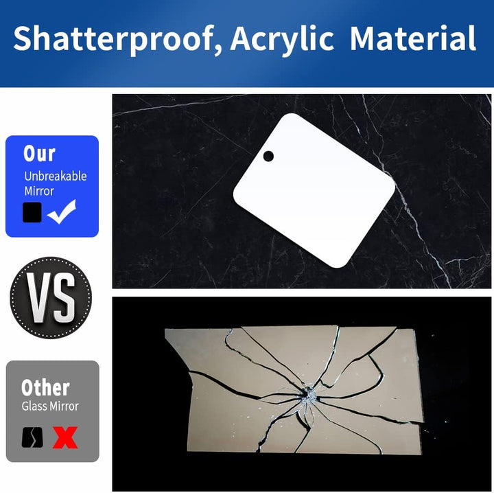 Shatterproof Shower Mirror Fogless for Shaving(2 Pack,Larger 10.7X8 Inch) 43% than Original,Unbreakable Deluxe Plexiglass Makeup Mirror,Largest Bathroom Wall Hanging,Portable Handheld Camping,Silver1