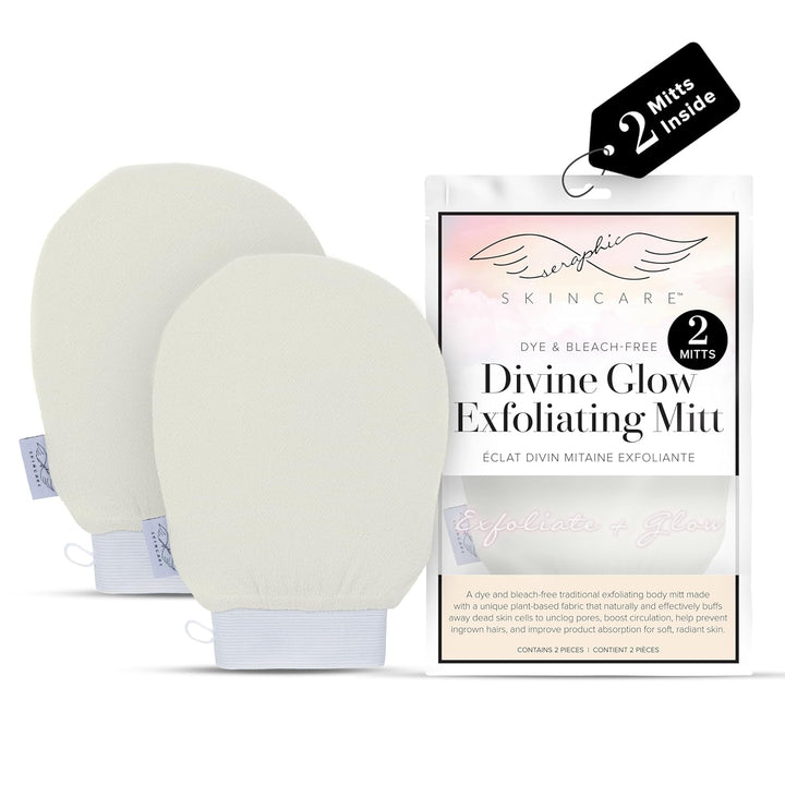 (Original) Premium Exfoliating Mitt for Body (2Pc) – 100% Vegan Viscose Traditional Body Scrub Glove Kessa Korean Washcloth – Body Exfoliator for Self-Tan Removal & Keratosis Pilaris