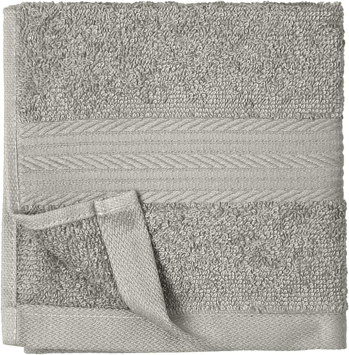 Cotton Washcloths for Bathroom, Soft and Highly Absorbent, 12 in X 12 In, Gray, 12-Pack