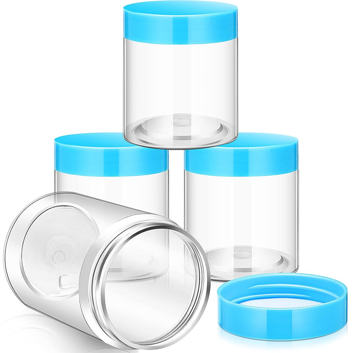 4 Pieces round Wide-Mouth Leak Proof Plastic Container Jars with Lids for Travel Storage Makeup Beauty Products Face Creams Oils Salves Ointments DIY Making(1 Ounce,White)