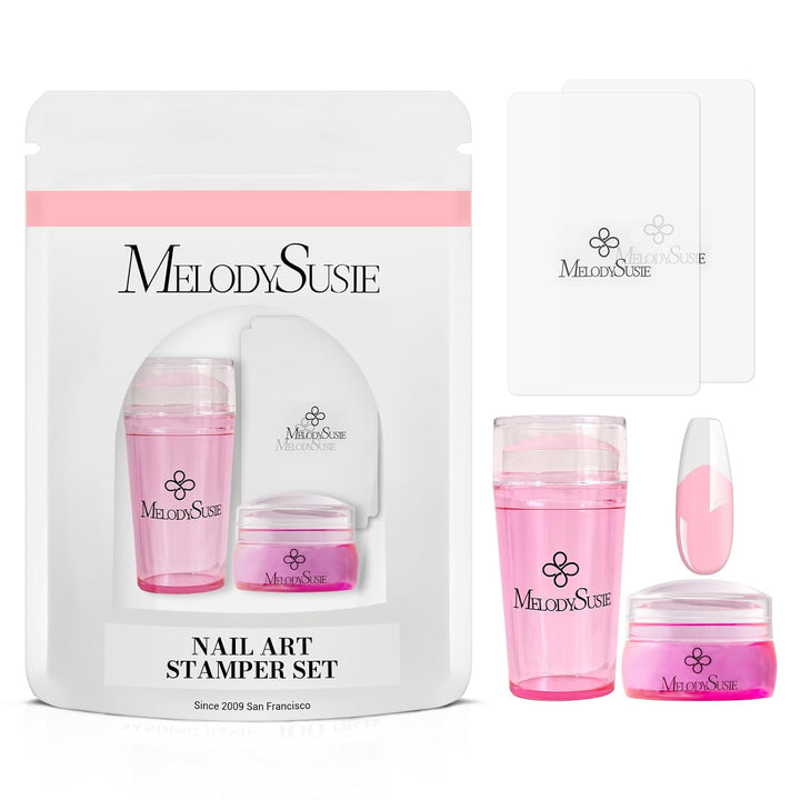 French Nail Stamper Kit, Silicone Stampers with Scrapers, 4PCS DIY Home Nail Design Salon, Clear