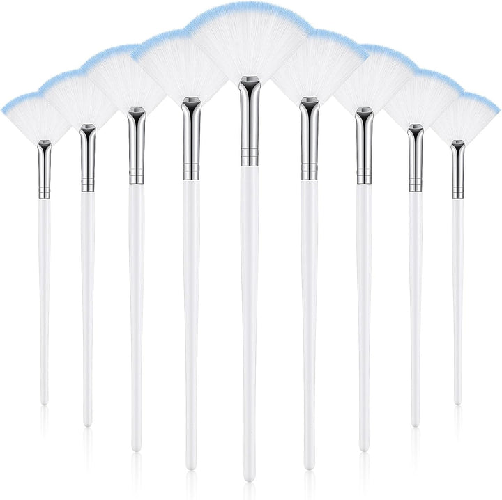 9 Pieces Facial Fan Mask Brushes, Soft Facial Applicator Brushes Tools for Peel Glycolic Makeup for Mud Cream(Champagne)