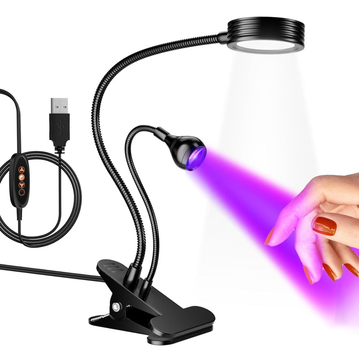 Nail Lamp LED Nail Manicure Dryer Curing Light with Black Gooseneck and Clamp for Gel Nails
