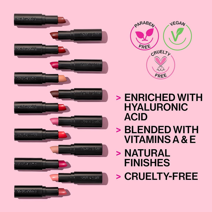 Mega Last Matte Lip Color, Semi Matte Hyaluronic Acid Infused, Long Lasting Full Coverage for a Nourishing Pout, Cruelty-Free & Vegan - Stoplight Red