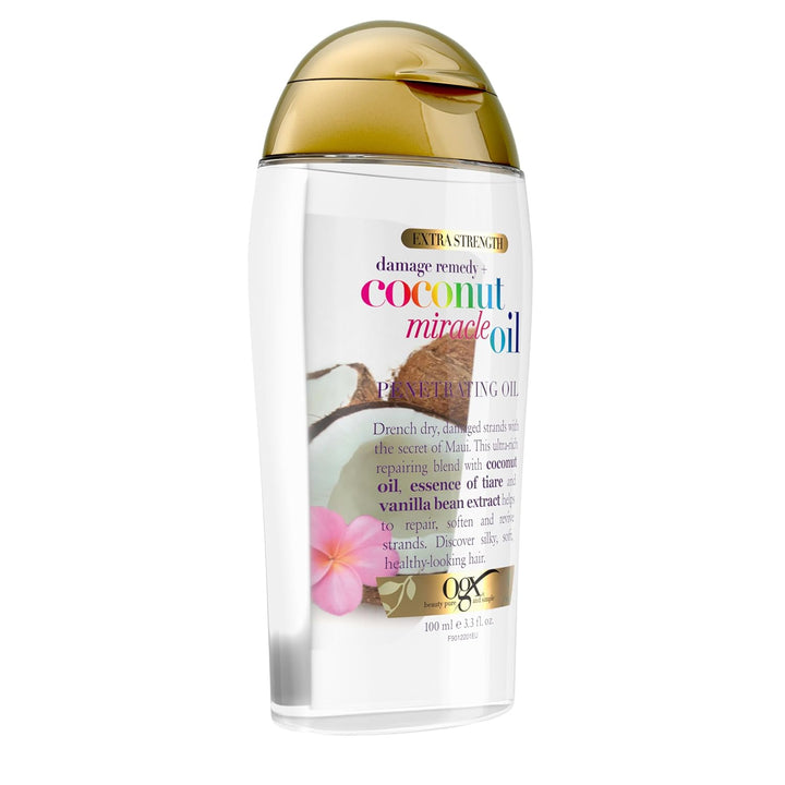 Extra Strength Damage Remedy + Coconut Miracle Oil Penetrating Hair Oil Treatment, Extra Hydrating Anti-Frizz Oil for Coarse, Dry Hair, Paraben-Free, Sulfated-Surfactants Free, 3.3 Fl Oz