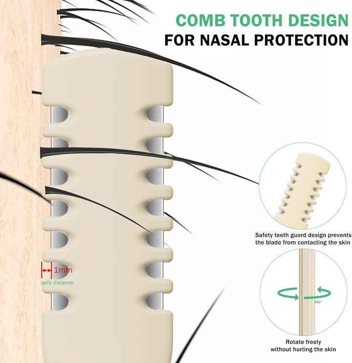 Manual Nose Hair Trimmer (Pack of 4) - Rotating Nasal Hair Razor Cutter with Ear Picker for Women and Men - Portable Nostril Hair Remover Tools