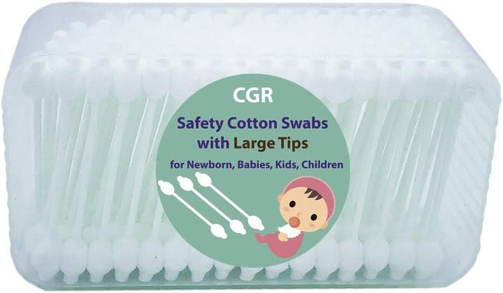 400Pcs  Baby Safety Cotton Swabs with Large Tips for Newborn, Babies, Kids, Children, 100% Organic Cotton, White Paper Sticks, 5 Pack of 80 Swabs Total(2 Boxes and 3 Bags)