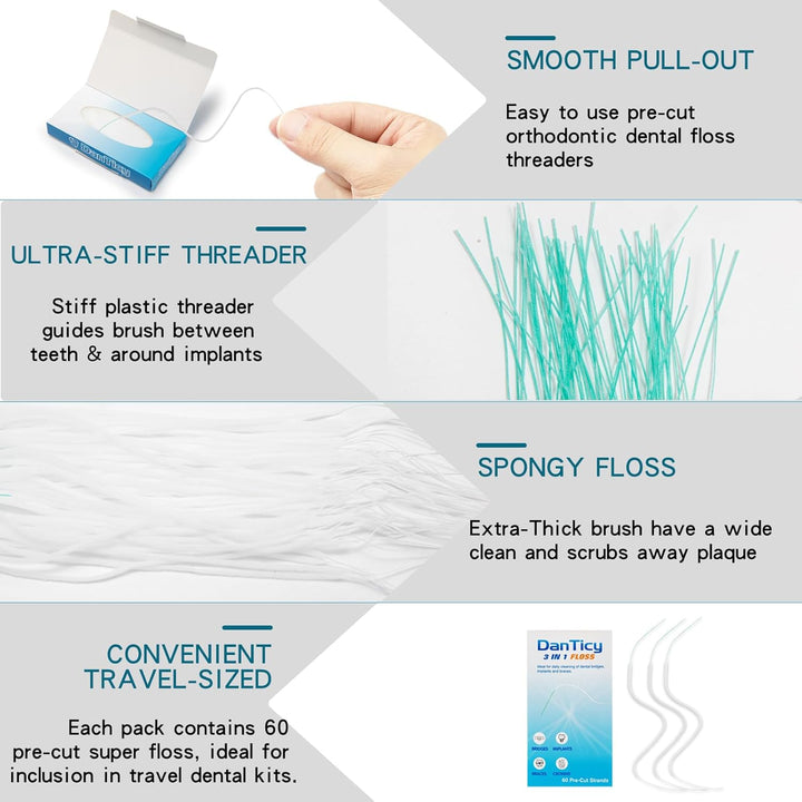 Super Floss Dental Floss for Braces, Pre-Cut Strands (2 Pack (140 Pcs))