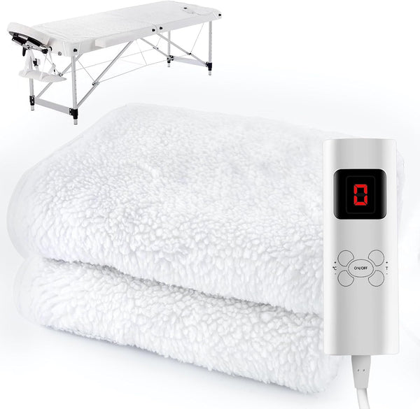 Massage Table Heating Pads Heated Massage Table Warmer 9 Heat Settings Professional SPA Bed Warmer (71" X 30"), Digital Heat Control Pad Electric Heating Pad, W/Overheat Protection White