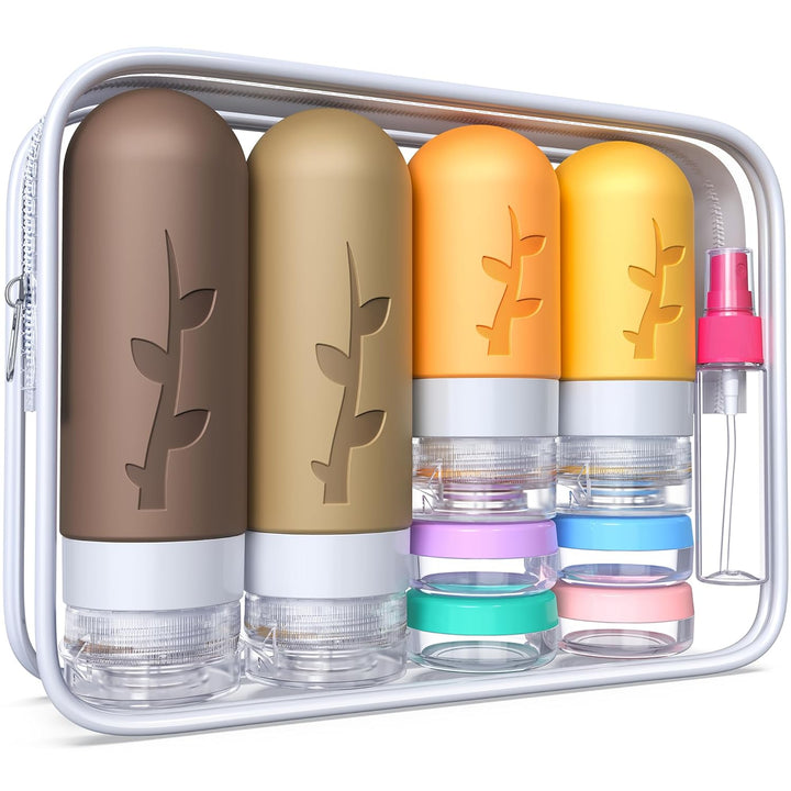 18Pack Travel Bottles for Toiletries,Tsa Approved Silicone Travel Containers for Toiletries,Leak Proof Refillable Liqus Shampoo and Conditioner Travel Essentials Toiletry Bottles