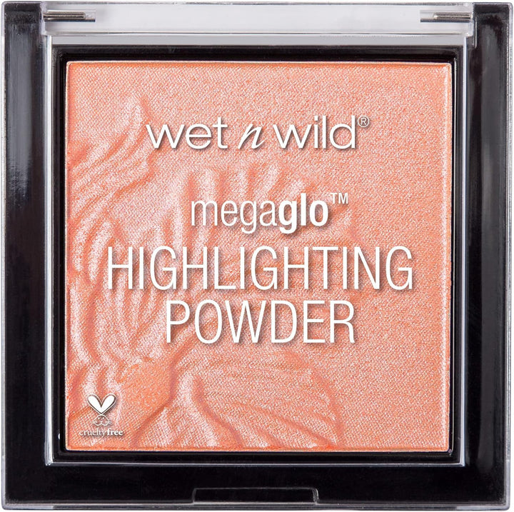 Megaglo Highlighting Powder, Highlighter Makeup, Shimmer Glow, Pink Rose Gold Blossom Glow