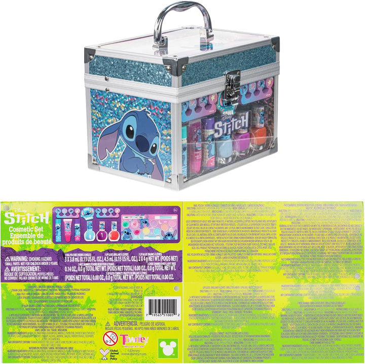 Stitch Train Case Beauty Set, Kids Makeup Kit for Girls, Real Washable Makeup Set, Play Makeup, Party Favor, Birthday, Ages 3 4 5 6 7 8 9 10 11 12 by
