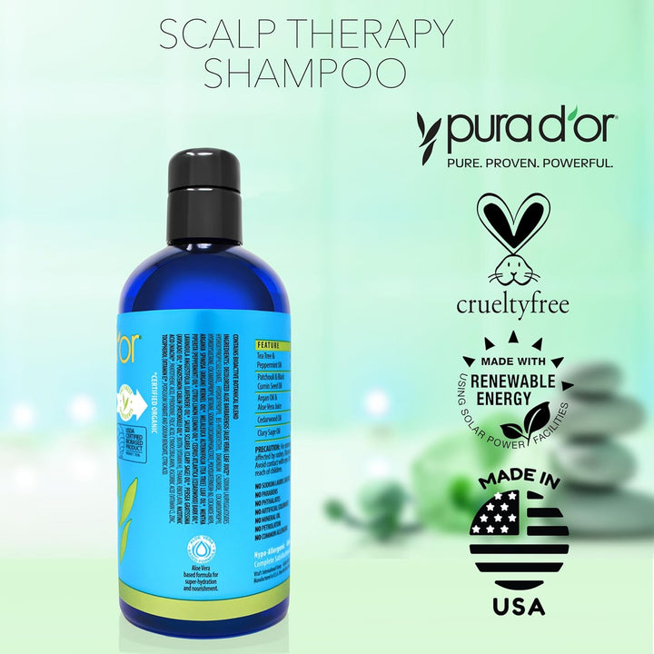 Therapy Shampoo (16Oz) Hydrates & Nourishes - Scalp Care Shampoo for Itchy Flaky Scalp W/ Tea Tree, Peppermint, Patchouli, Cedarwood, Clary Sage, Argan Oil (Packaging May Vary)