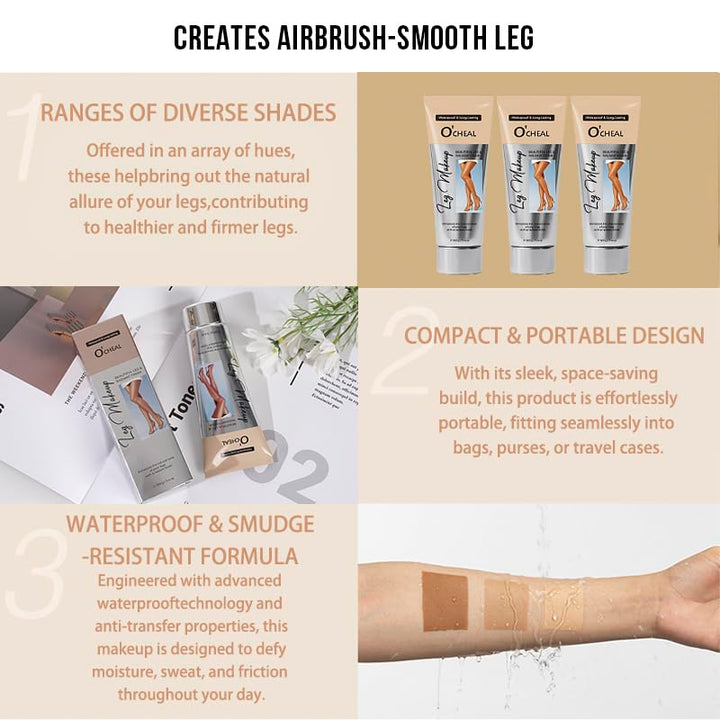 O’CHEAL Waterproof Leg Makeup Cream, No Transfer Tattoo Cover Up&Scar Concealer, Long Lasting Body Foundation for Flawless Skin, Leg Varicose Vein Cover Up, Suitable All Skin Tones (Nature)