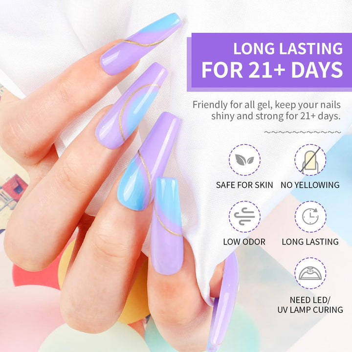 2 Bottles 10Ml of Top Coat Base Coat Gel Polish Set Bright Surface at Home DIY Nail Salon Girl Gift, Transparent