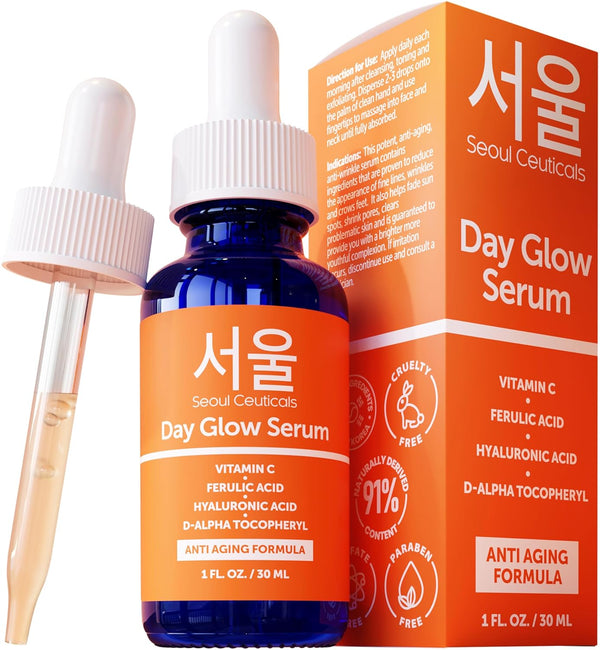 Korean Skin Care 20% Vitamin C Hyaluronic Acid Serum + CE Ferulic Acid - Potent anti Aging Vit C, anti Wrinkle K Beauty Skincare 1Oz