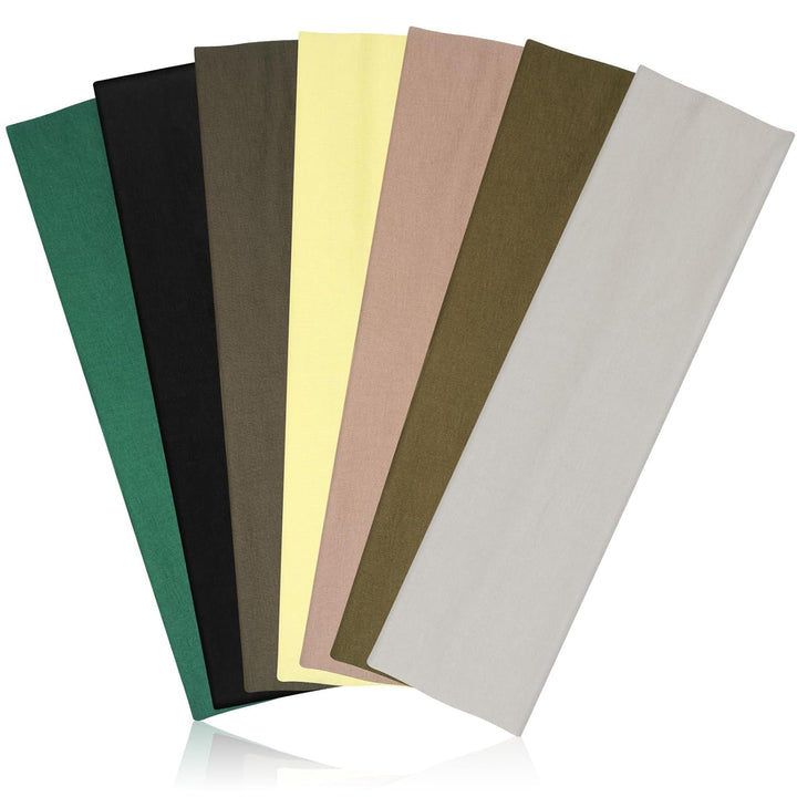 Headbands for Women, Stretchy Non Slip Soft Cotton Cloth Hair Bands for Sports, Workout, Yoga and Running, 7Pcs (Black, White, Medium Gray, Navy, Light Brown, Flesh, Floral Gray)