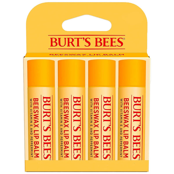 Lip Balm - Original Beeswax, Lip Moisturizer with Responsibly Sourced Beeswax, Tint-Free, Natural Origin Conditioning Treatment, 4 Tubes, 0.15 Oz.