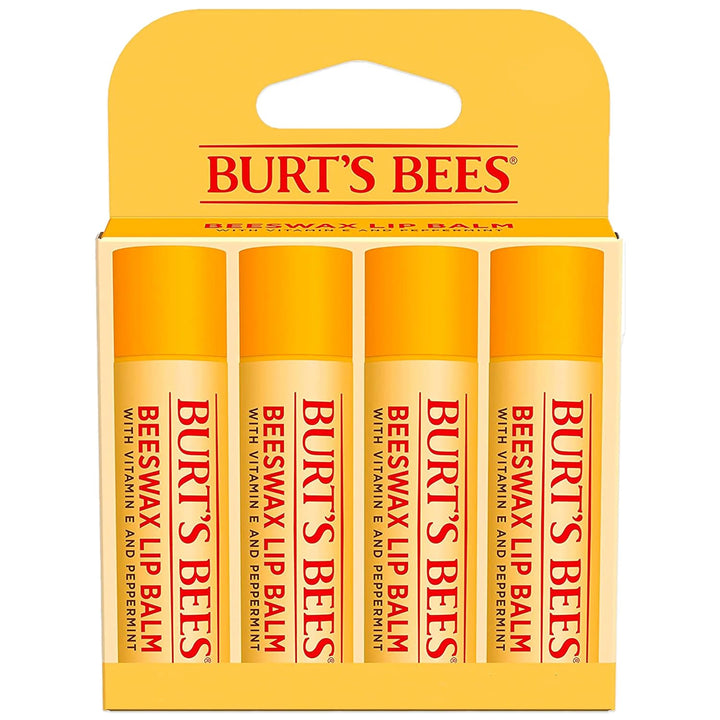 Lip Balm - Original Beeswax, Lip Moisturizer with Responsibly Sourced Beeswax, Tint-Free, Natural Origin Conditioning Treatment, 4 Tubes, 0.15 Oz.