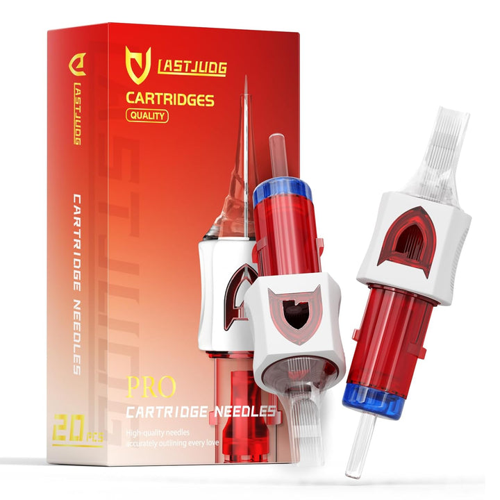 20PCS Tattoo Cartridge Needles #12 (9RS) Standard round Shader Tattoo Needles with Membrane Professional Disposable and Safety Tattoo Needles for Tattoo Pen