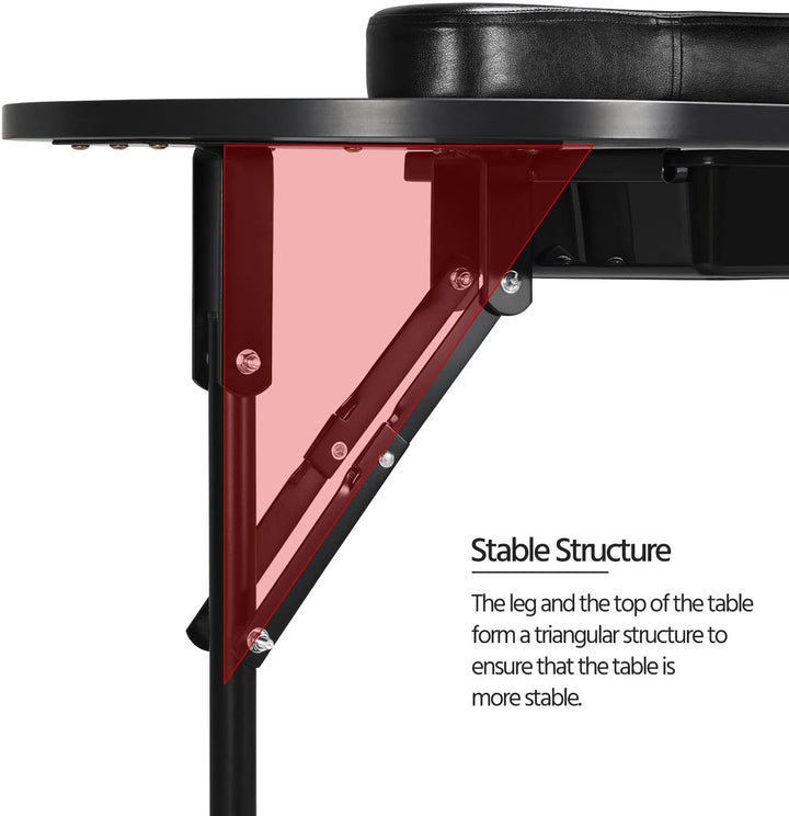 37-Inch Portable & Foldable Manicure Table Nail Desk Workstation with Large Drawer/Client Wrist Pad/Controllable Wheels/Carrying Case for Spa Beauty Salon Black