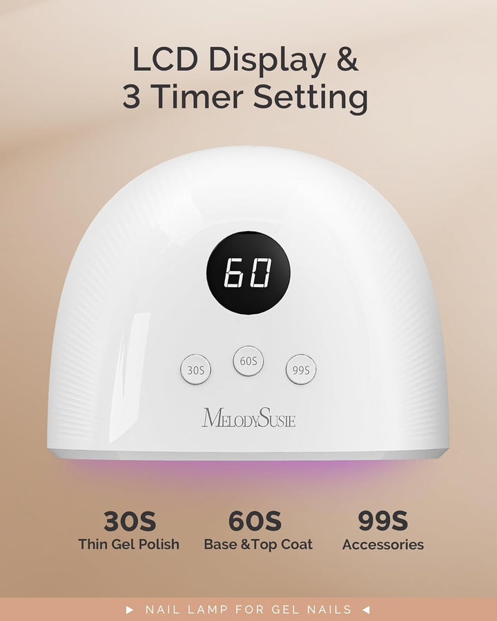 UV Nail Lamp, Plus30F UV Light, LED Dryer with 3 Timer, Smart Sensor, LCD Display Fast Curing Gel Nail Polish and Art Tools Manicure Accessories, White
