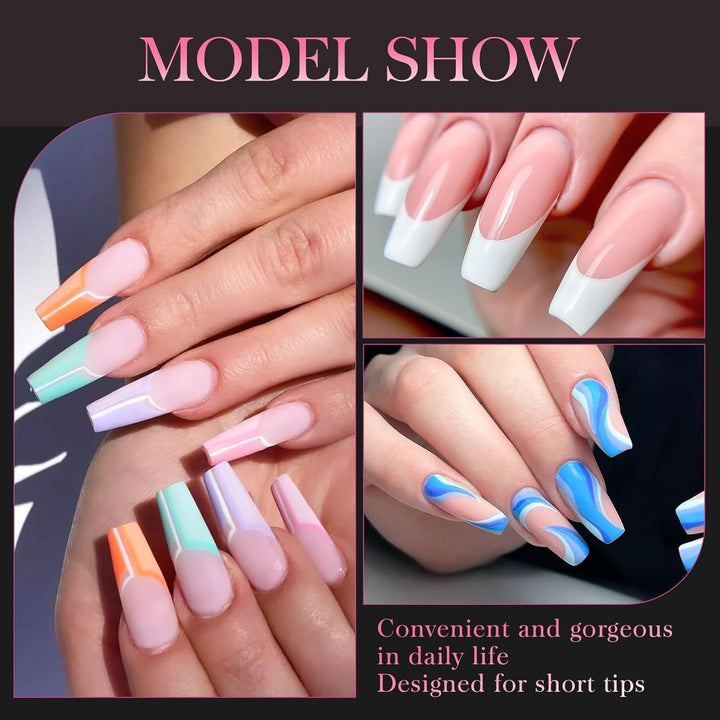 500PCS Half Cover False Nails Tips - Acrylic Nail Tips 10 Sizes Lady French Style Acrylic Artificial Tip Manicure with Box for Nail Tips Art Salons and Home DIY