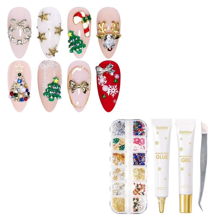 Beetles 3D Gel Nail Art Kit-Crystal Orb 3D Nail Art Clear 1 Oz 5 in 1 Non-Sticky Hand Sculpting Building for Beginner DIY Salon at Home,Clear Solid Builder Nail Gel, UV & LED Lamp Cured Needed