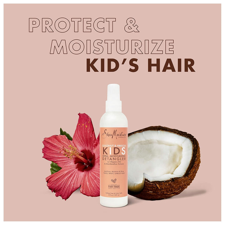 Kids Extra Moisturizing Detangler Coconut and Hibiscus for Curly Hair Hair Care Product with Shea Butter 8 Oz