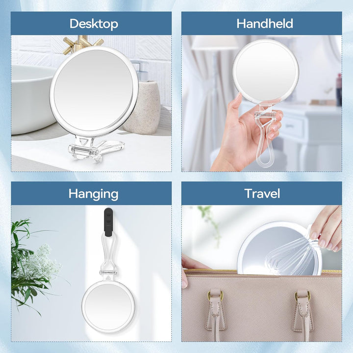 30X Magnifying Mirror for Travel with Handle, Double-Sided 1X/30X Magnification Hand Mirror for Makeup,Travel Mirror for Desk 5 Inches