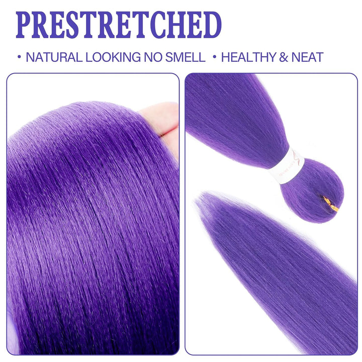 Long Purple Braiding Hair 30 Inch, Pre Stretched Synthetic Braiding Hair for Braids,2 Packs Purple Rumi Hair Extensions for Stage Party Halloween Costume Cosplay