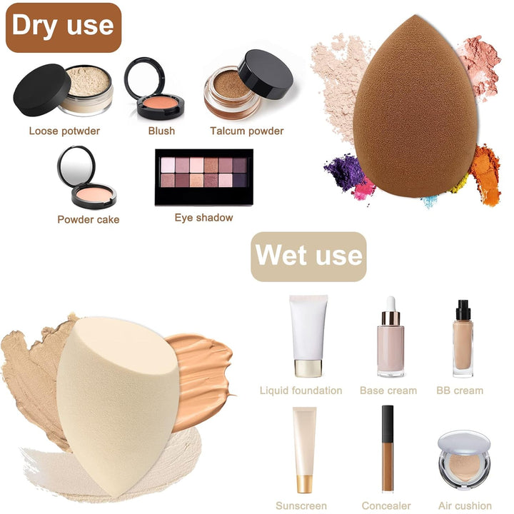 12 Pieces Professional Makeup Sponge Set,Latex Free Flawless Soft Setting Face Puffs,Multicolor Beauty Sponge Blender Cosmetic Applicator for Powder,Liquid,Facial Makeup Tools