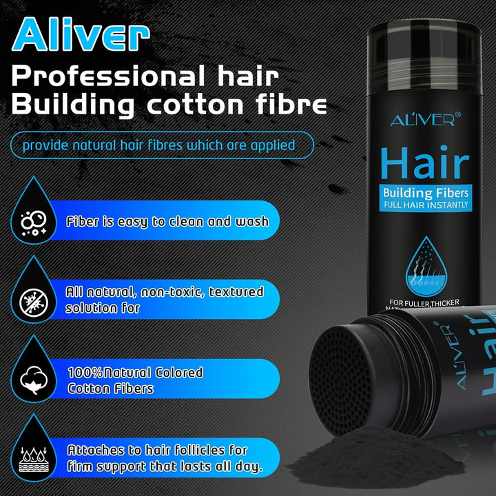 Hair Fibers for Thinning Hair - Black - 27.5Gr,Undetectable Natural Formula, Thicker Fuller Hair in 15 Seconds, Conceals Hair Loss, Look Younger, for Men & Women Patchy Bald Spot,Crown